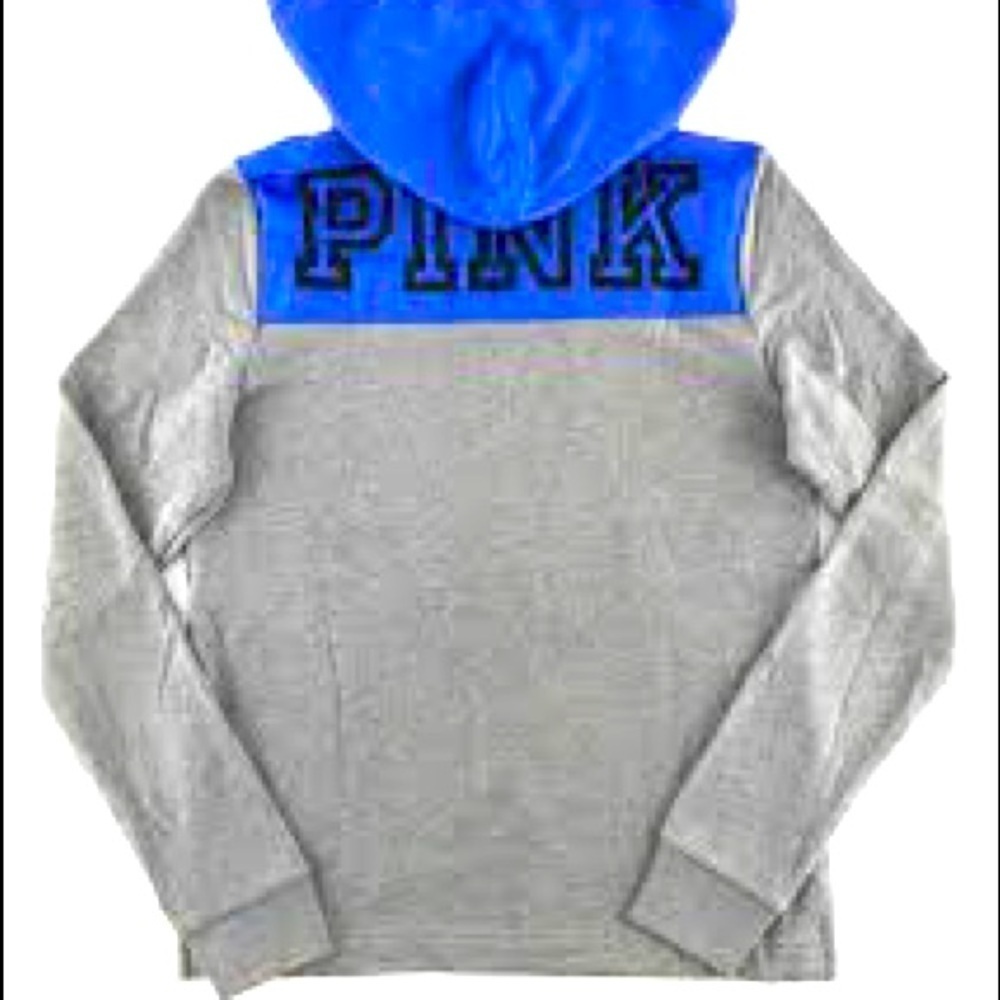 Victoria's Secret PINK Perfect 1/4 Zip Blue & Gray Hoodie - Size XS